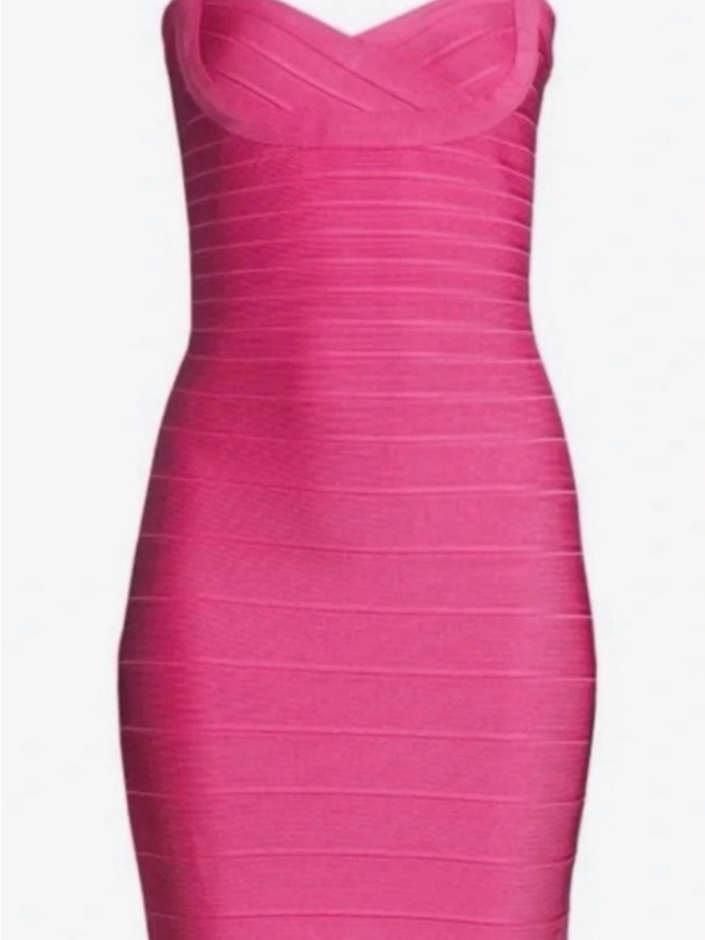 Herve Leger Strapless Hot Pink Bandage Dress